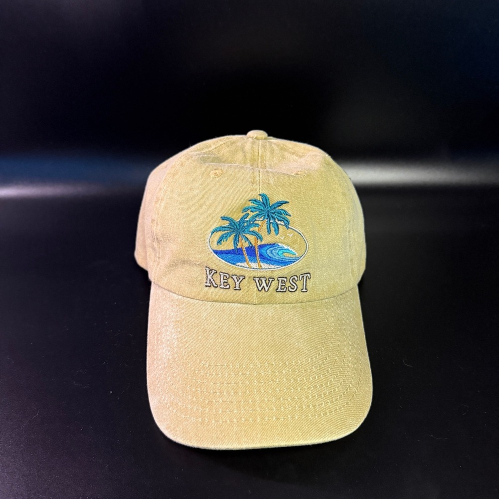 Key West Palm Tree Distinctive‎ Headwear Tan Cotton Sport Cap Hat Unisex OSFM